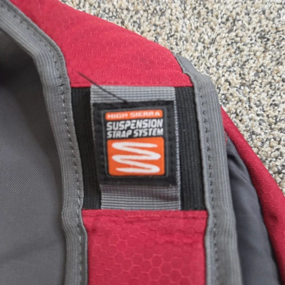 High Sierra Strap System Red & Gray Back Pack Hiking Outdoor Trail Country